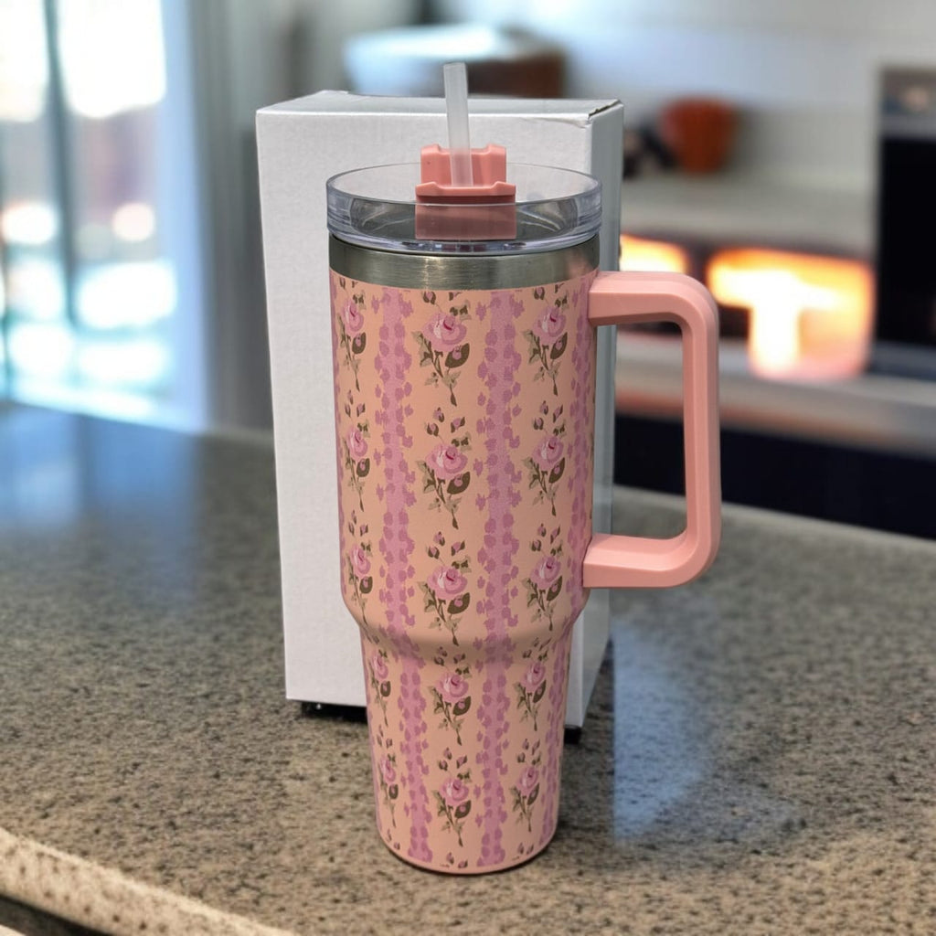 1200ml Floral Insulated Tumbler – Leak-Proof, Stylish & Large